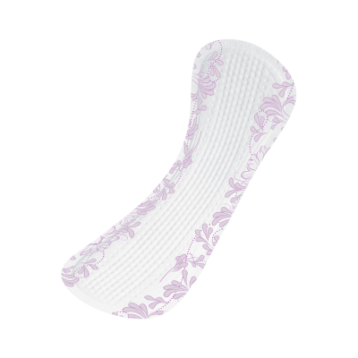 Penso higiénico branco com padrões florais roxos