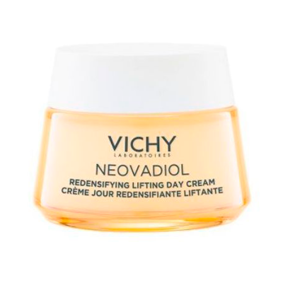 Frasco de creme facial Vichy Neovadiol amber com tampa branca