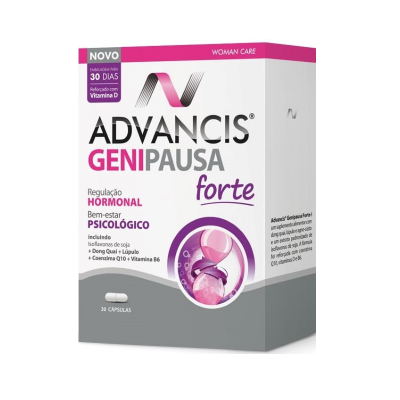 Embalagem de suplemento ADVANCIS GENIPAUSA forte para regulação hormonal