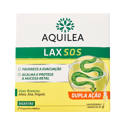 Embalagem do produto Aquilea Lax S.O.S com informações e imagem de microenema