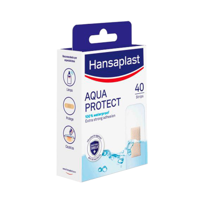 Embalagem Hansaplast Aqua Protect com 40 pensos adesivos à prova de água