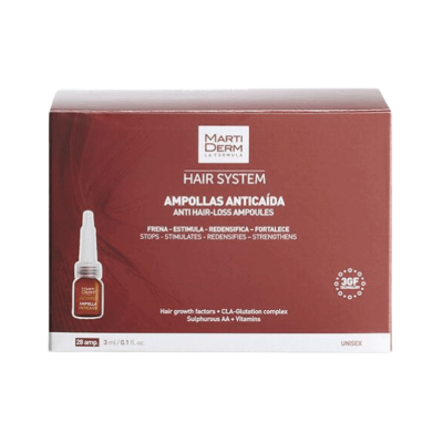 Caixa castanho-avermelhada com texto e imagem de ampolla