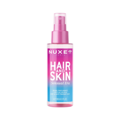 Frasco de spray cabelo e corpo NUXE HAIR AND SKIN com tampa rosa