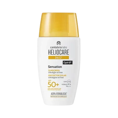 Protetor solar Cantabria Labs HELIOCARE 360° Sensation em frasco branco e amarelo