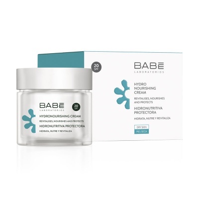 Creme hidratante Babé Hydro Nourishing Cream com embalagem e caixa branca e azul