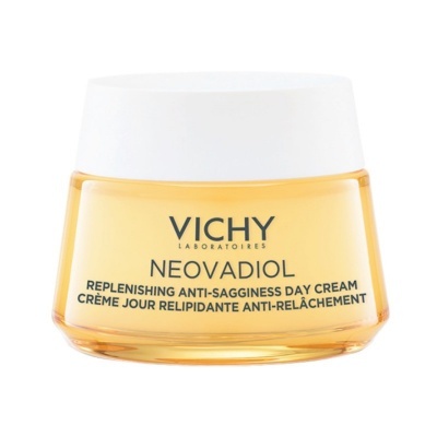 Frasco de creme facial Vichy Neovadiol com tampa branca