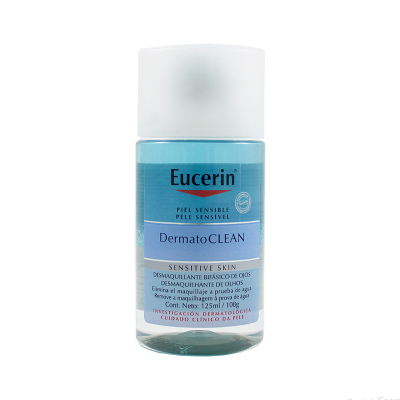Frasco de desmaquilhante bifásico Eucerin DermatoCLEAN para olhos