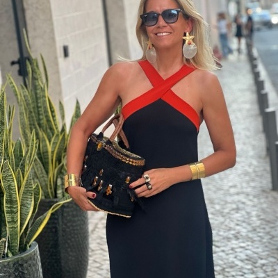 Vestido&#x20;cruzado&#x20;bicolor