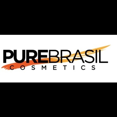 Logótipo PUREBRASIL COSMETICS com texto preto e laranja