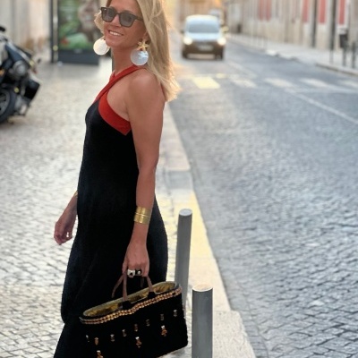 Vestido&#x20;cruzado&#x20;bicolor