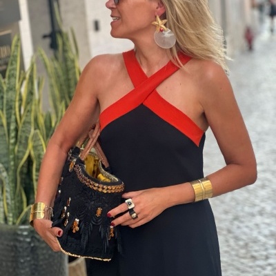 Vestido&#x20;cruzado&#x20;bicolor