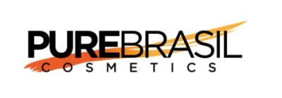 Logótipo PUREBRASIL COSMETICS com texto preto e laranja