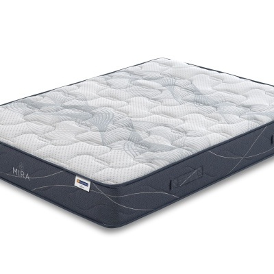 Colchão de casal branco e cinzento com alças laterais