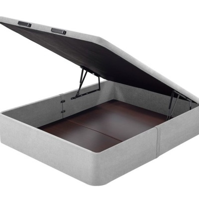 Base de cama cinzenta com arrumação e abertura hidráulica