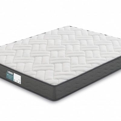 Colchão de casal branco e cinza com padrão acolchoado