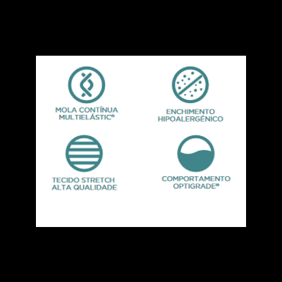 Ícones e textos sobre características do produto