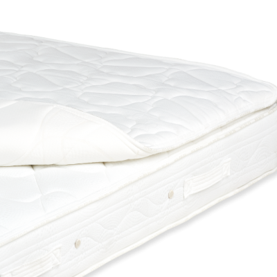 Colchão branco acolchoado com alças laterais em fundo preto