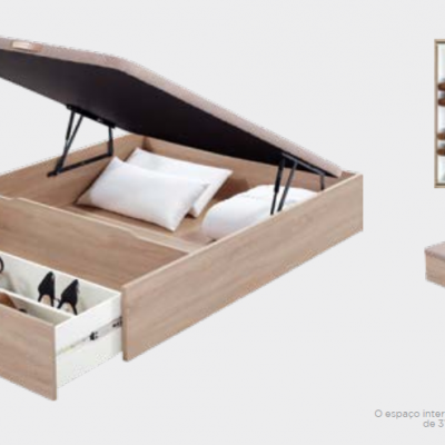 Cama baú com gaveta e colchão bege