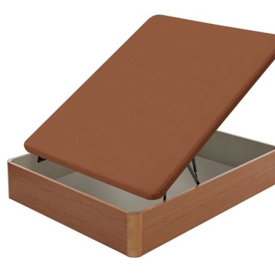 Base de cama de arrumação com tampo estofado castanho aberto