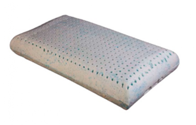 Travesseiro retangular de espuma branca com furos