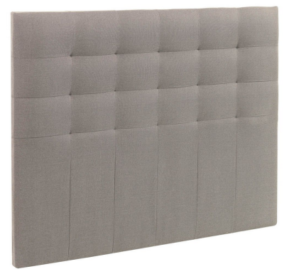 Cabeceira de cama cinzenta acolchoada com padrão quadrado
