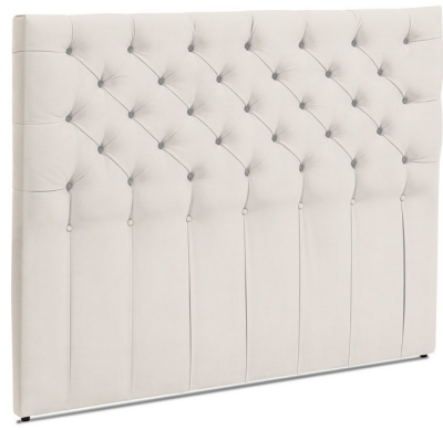 Cabeceira estofada bege claro com capitonê e botões