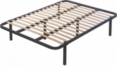 Estrado de cama metálico com ripas de madeira