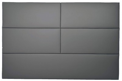 Cabeceira de cama retangular em tecido cinzento com painéis