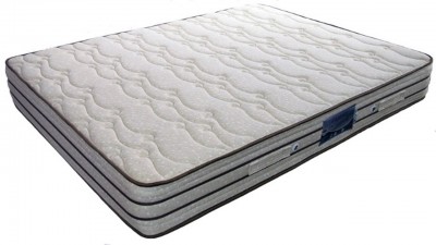 Colchão retangular branco com padrão ondulado e bordas cinza