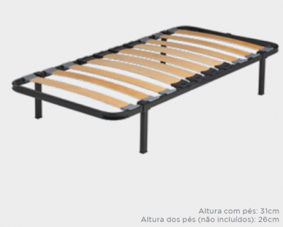 Estrado de cama metálico com ripas de madeira