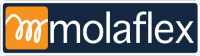 Logótipo da marca molaflex com fundo azul escuro e texto branco