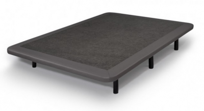 Base de cama retangular cinzenta com tecido cinza escuro