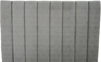 Cabeceira de cama cinzenta com painéis verticais