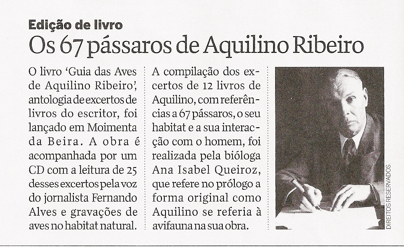 Guia das Aves de Aquilino Ribeiro na imprensa