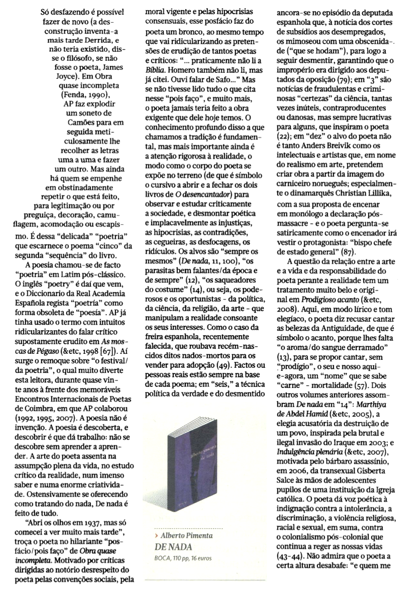 De nada no Jornal de Letras [6]