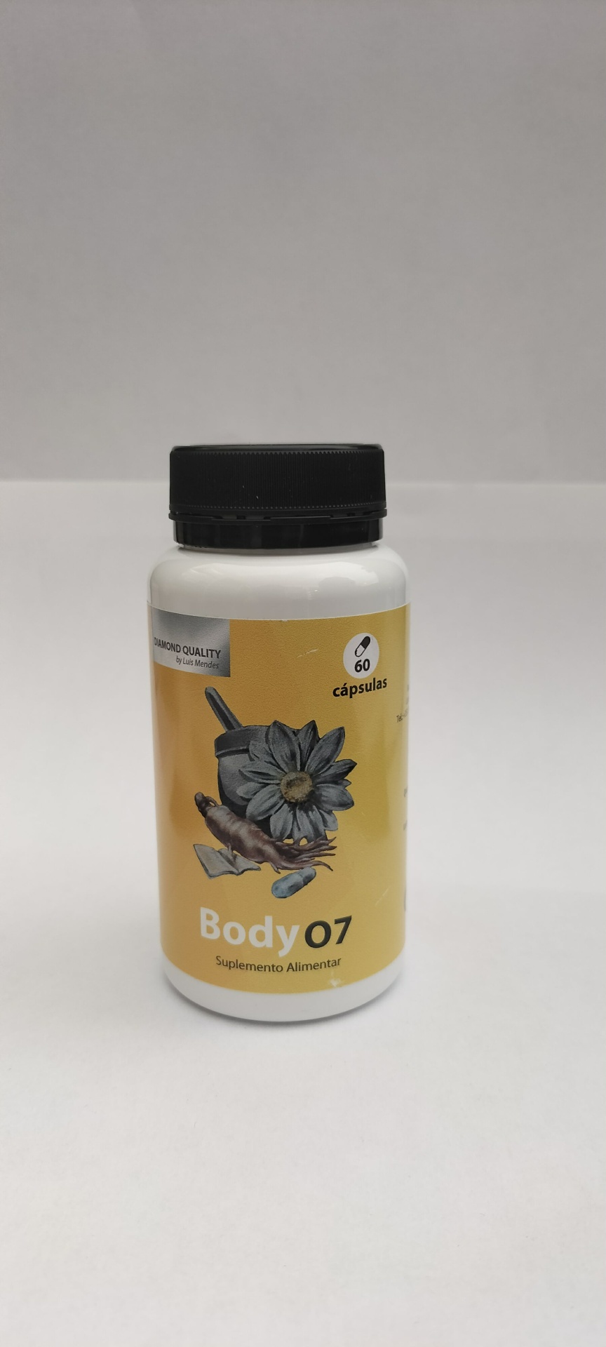 Body O7 frasco de suplemento alimentar Body 07 com tampa preta