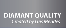 Texto branco e cinza sobre fundo cinza que diz DIAMANT QUALITY Created by Luis Mendes