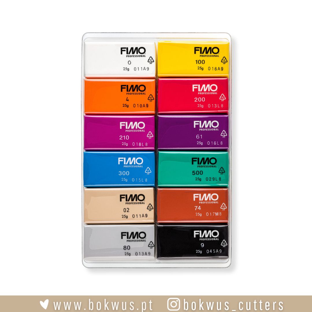 KIT 12 cores - PROFESSIONAL Conjunto de massas FIMO Professional em 10 cores diferentes em embalagens de plástico