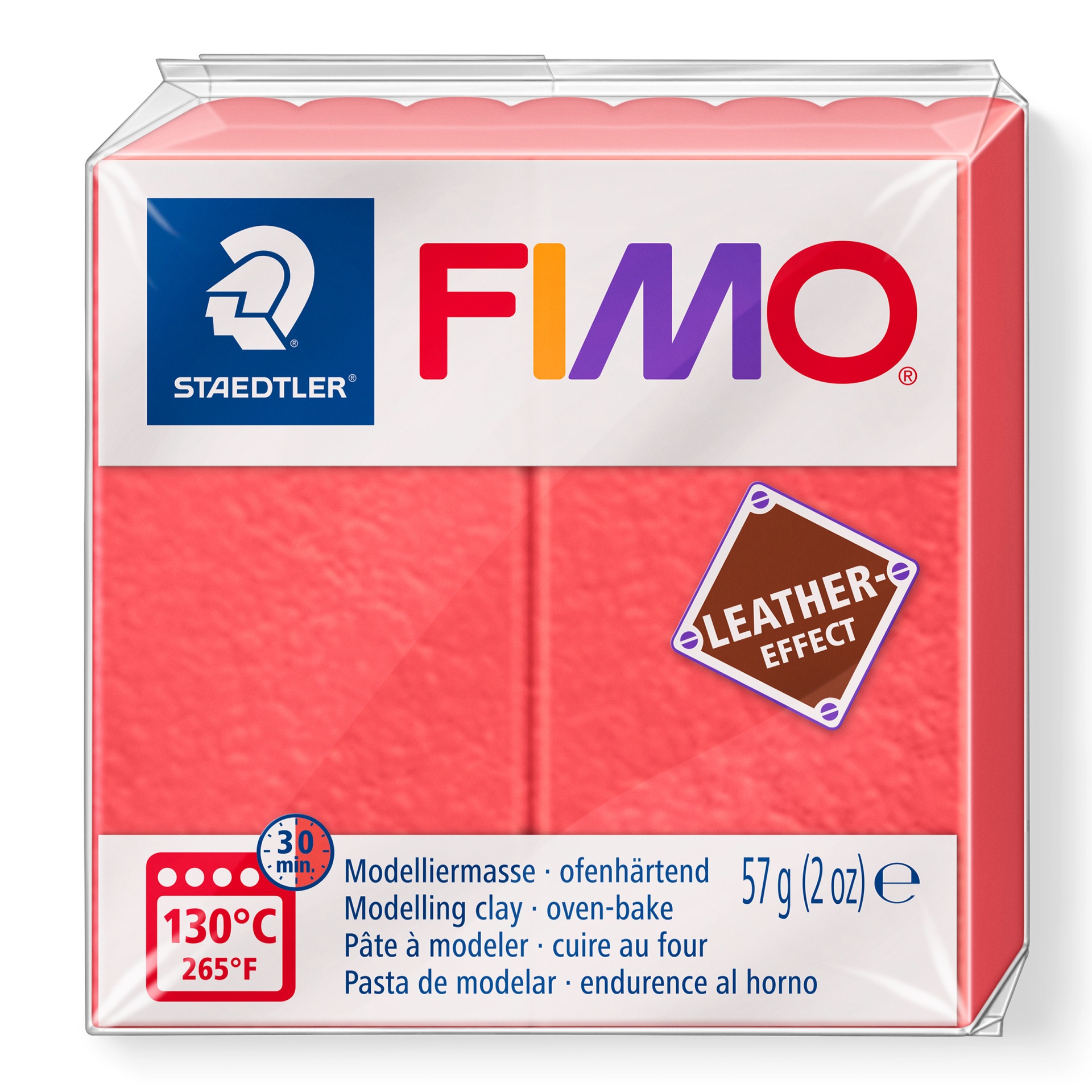 Massa para modelar FIMO STAEDTLER rosa com efeito pele na embalagem