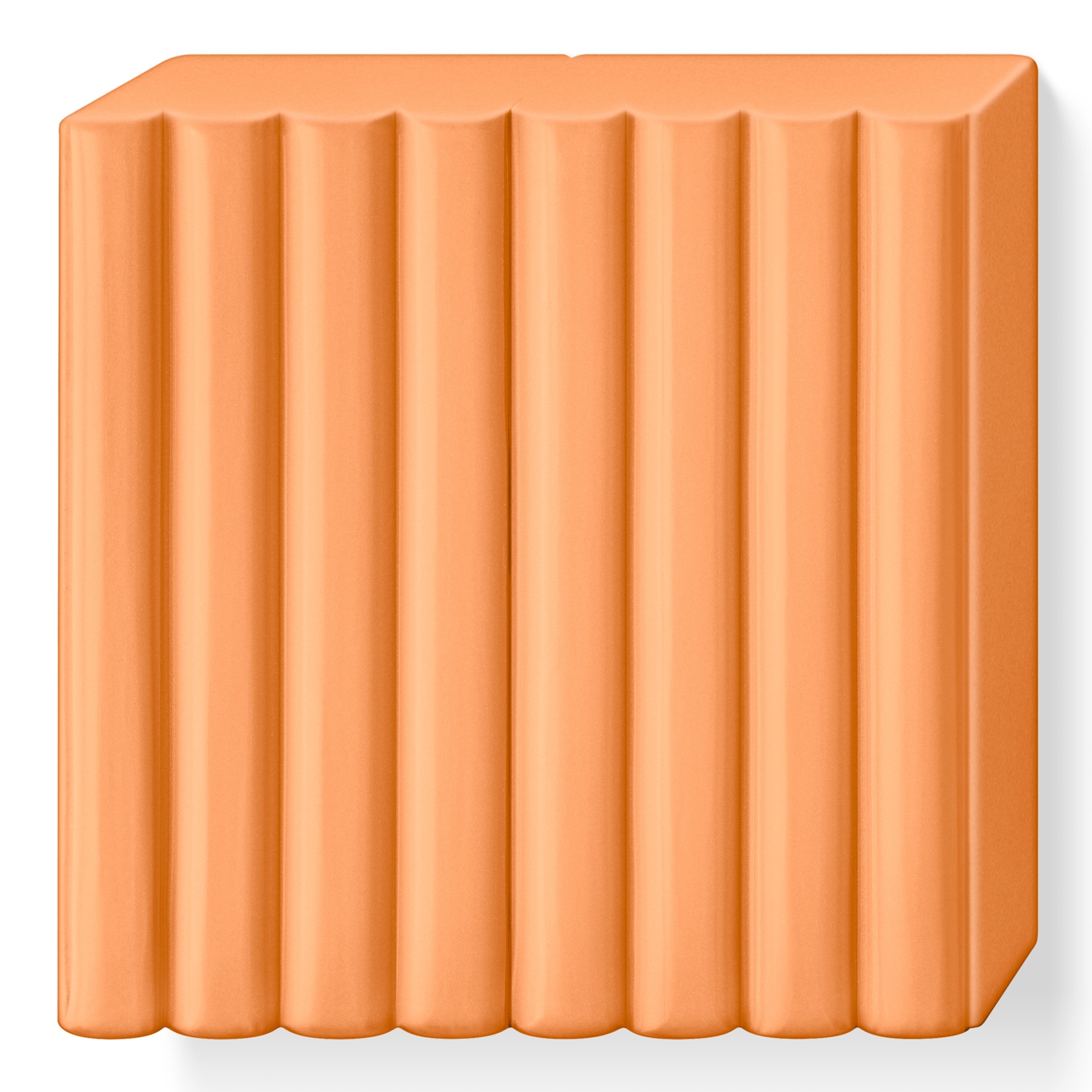 Bloco de plasticina laranja com sulcos verticais