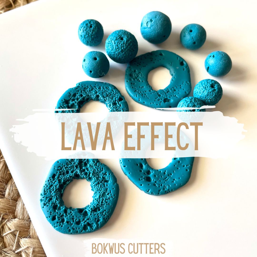 Conjunto de cortadores azuis com efeito lava e texto LAVA EFFECT