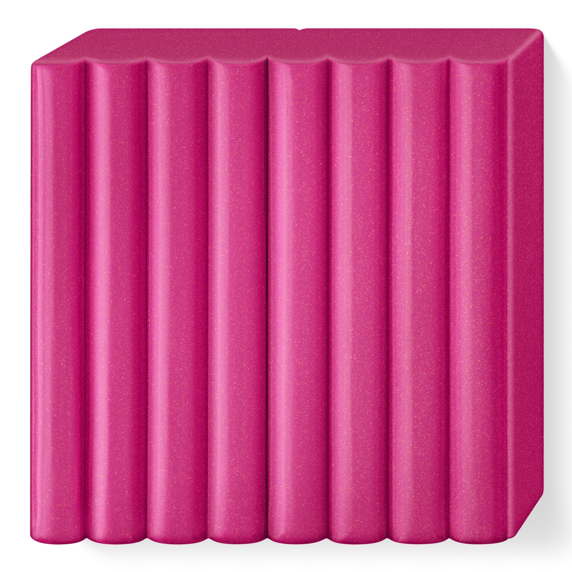 Estrutura rosa com oito cilindros verticais unidos sobre fundo branco