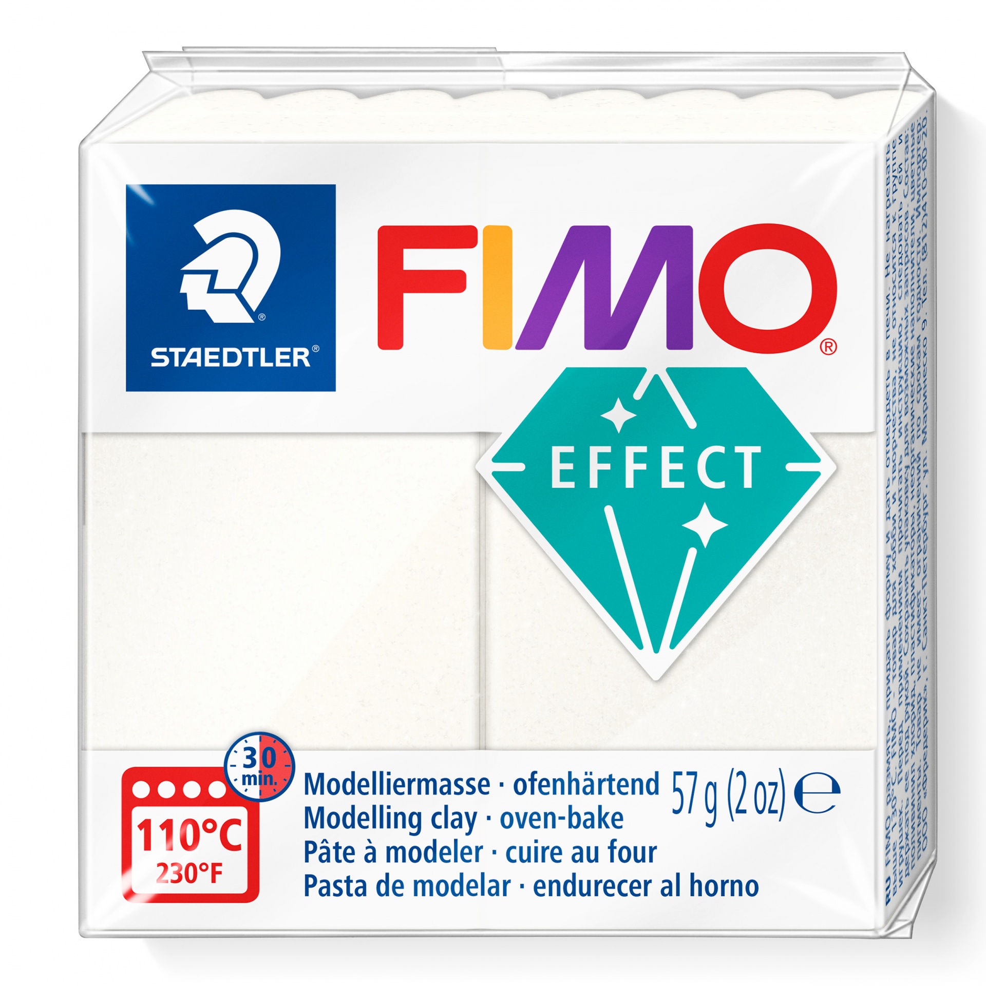 Pacote de massa de modelar FIMO EFFECT branca, 57g, para cozer em forno