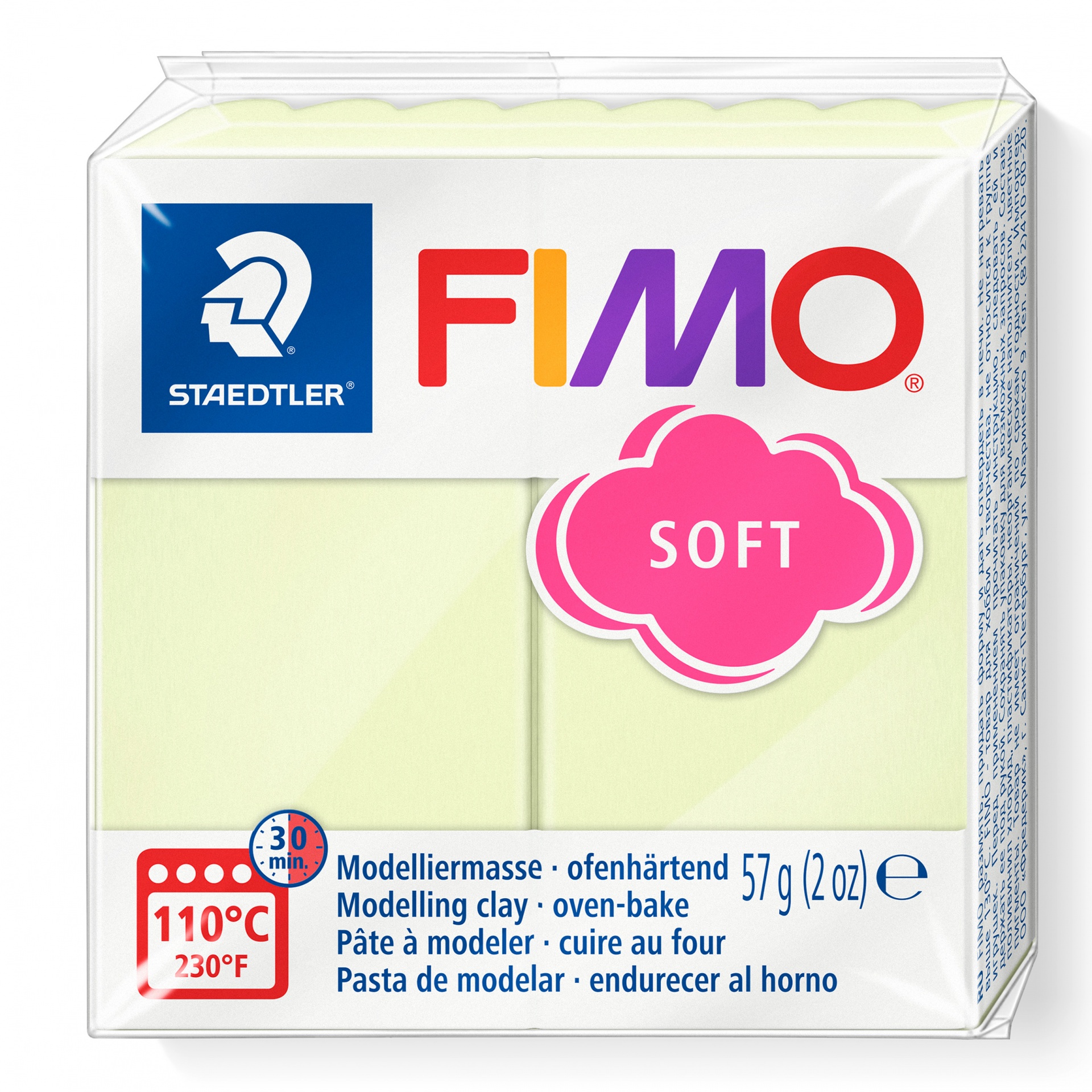 Massa de modelar FIMO Soft amarela clara, 57 g, embalagem quadrada
