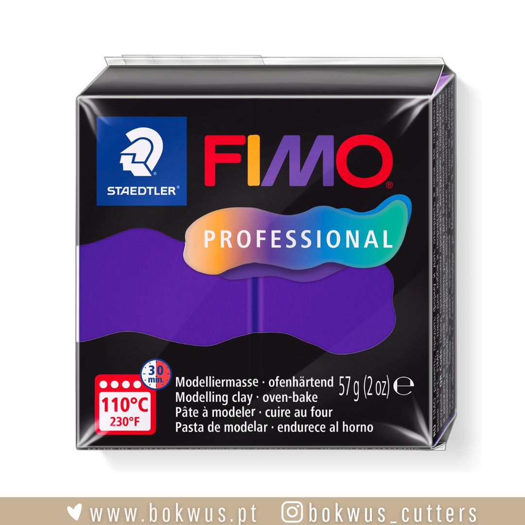 FIMO PROFISSIONAL | PURPLE / ROXO (REF.6) - 57g Embalagem de massa de moldar FIMO Professional preta e roxa