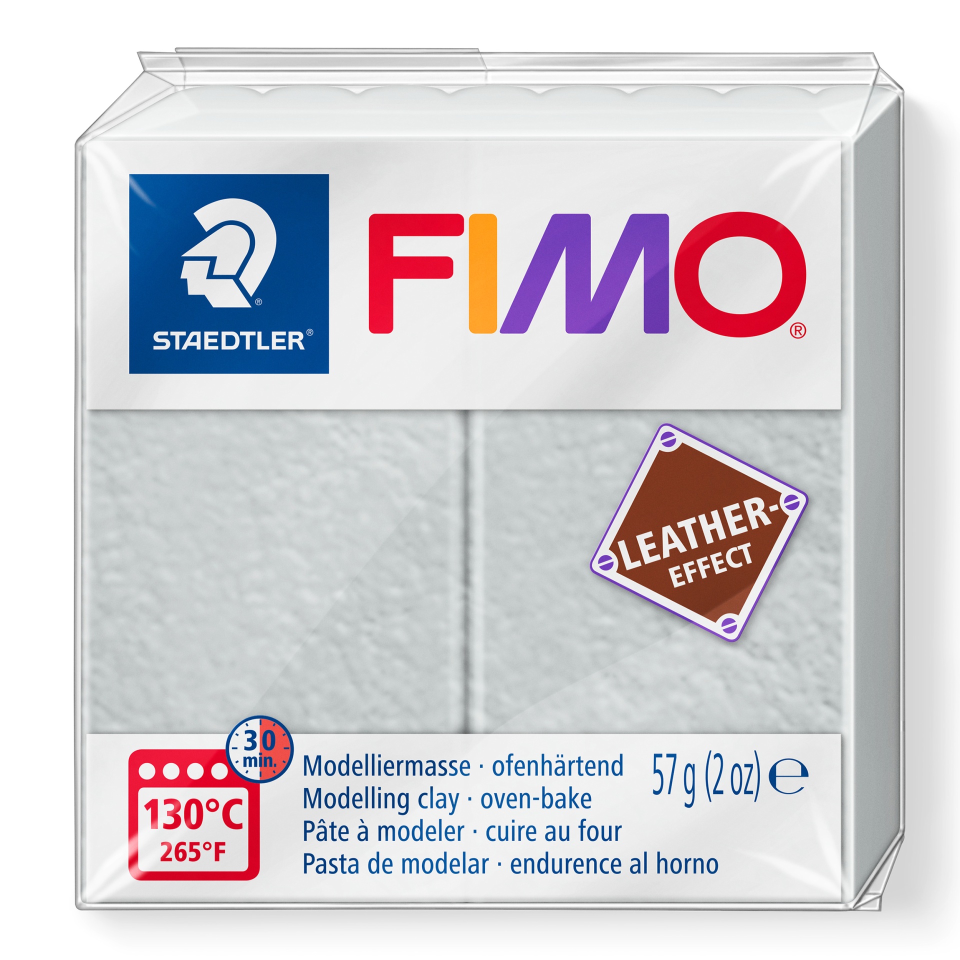 Pasta de modelar FIMO cinza claro com efeito couro da STAEDTLER, embalagem de 57 g