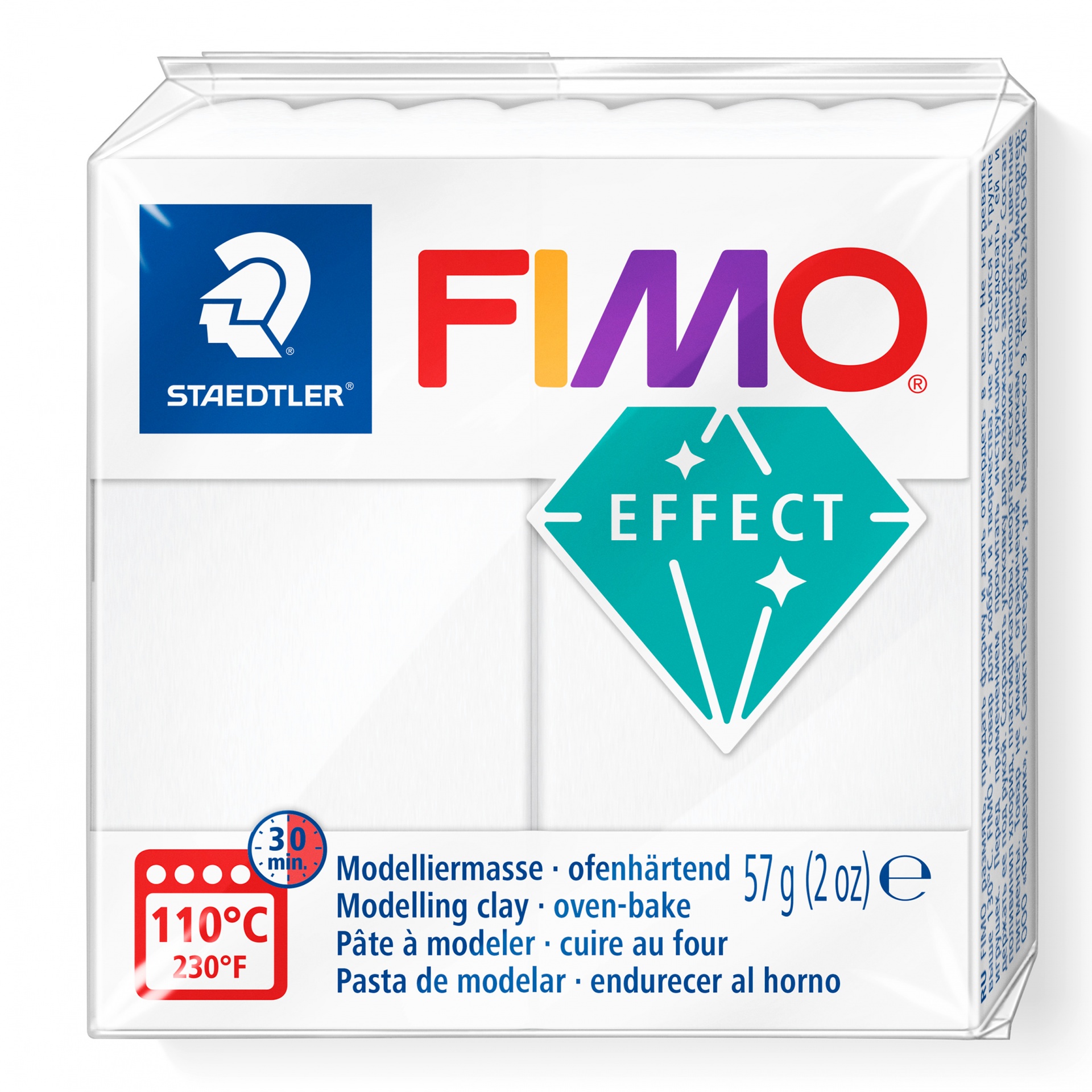 Bloco de massa modelar FIMO Effect branca para cozer em forno