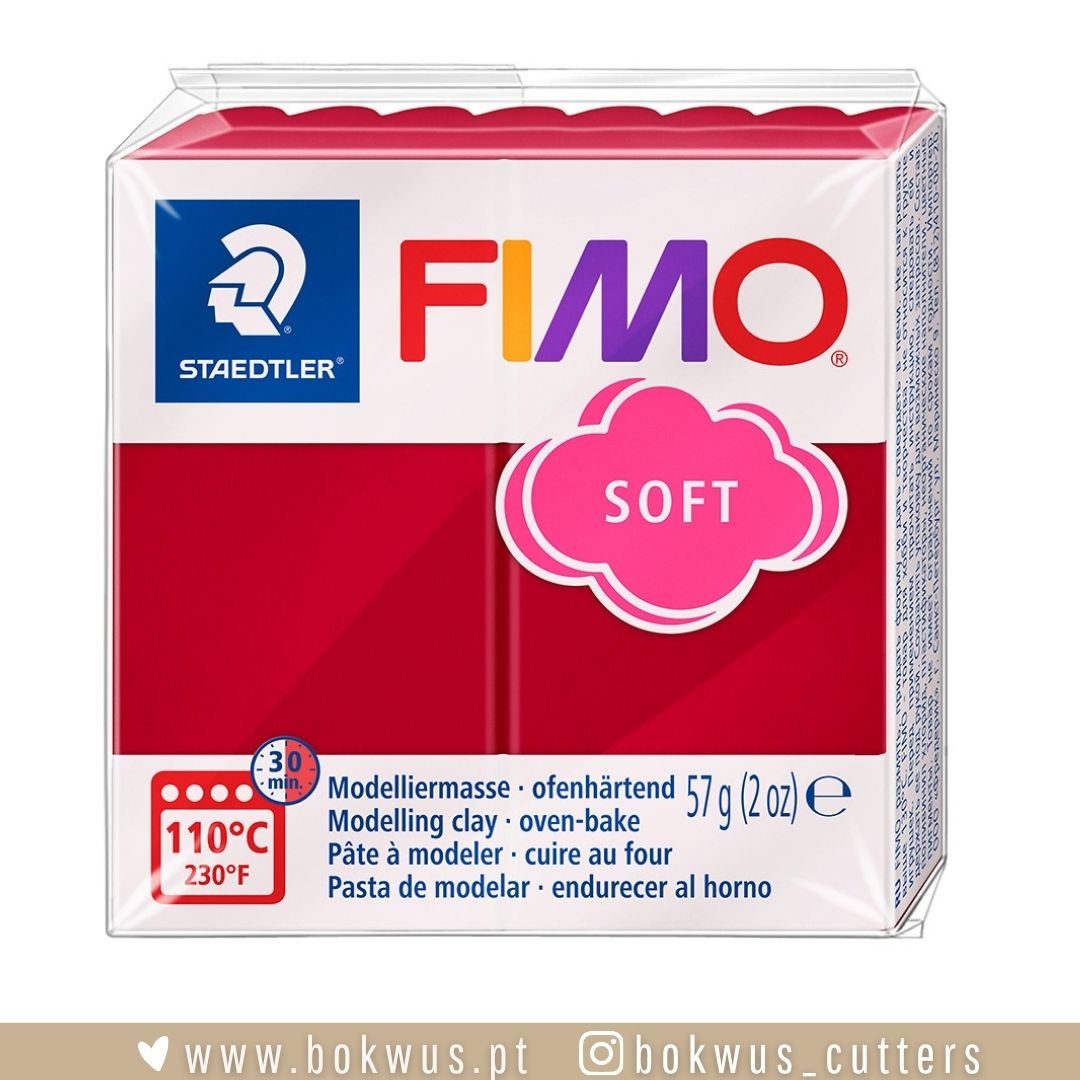 FIMO Soft – Vermelho Cereja (Ref. 26) Bloco de massa de modelar vermelha Staedtler Fimo Soft