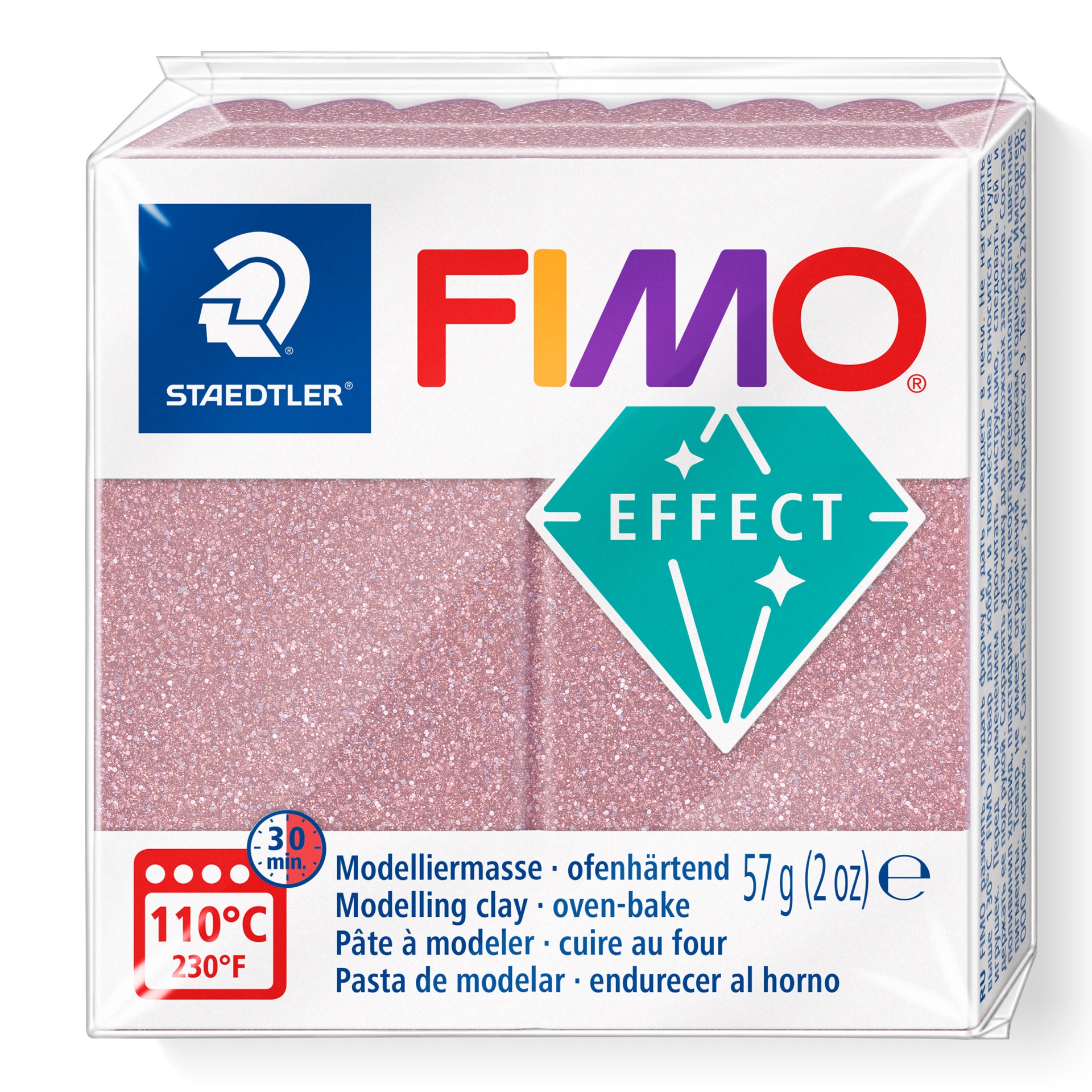 Embalagem de massa para modelar FIMO Effect rosa brilhante