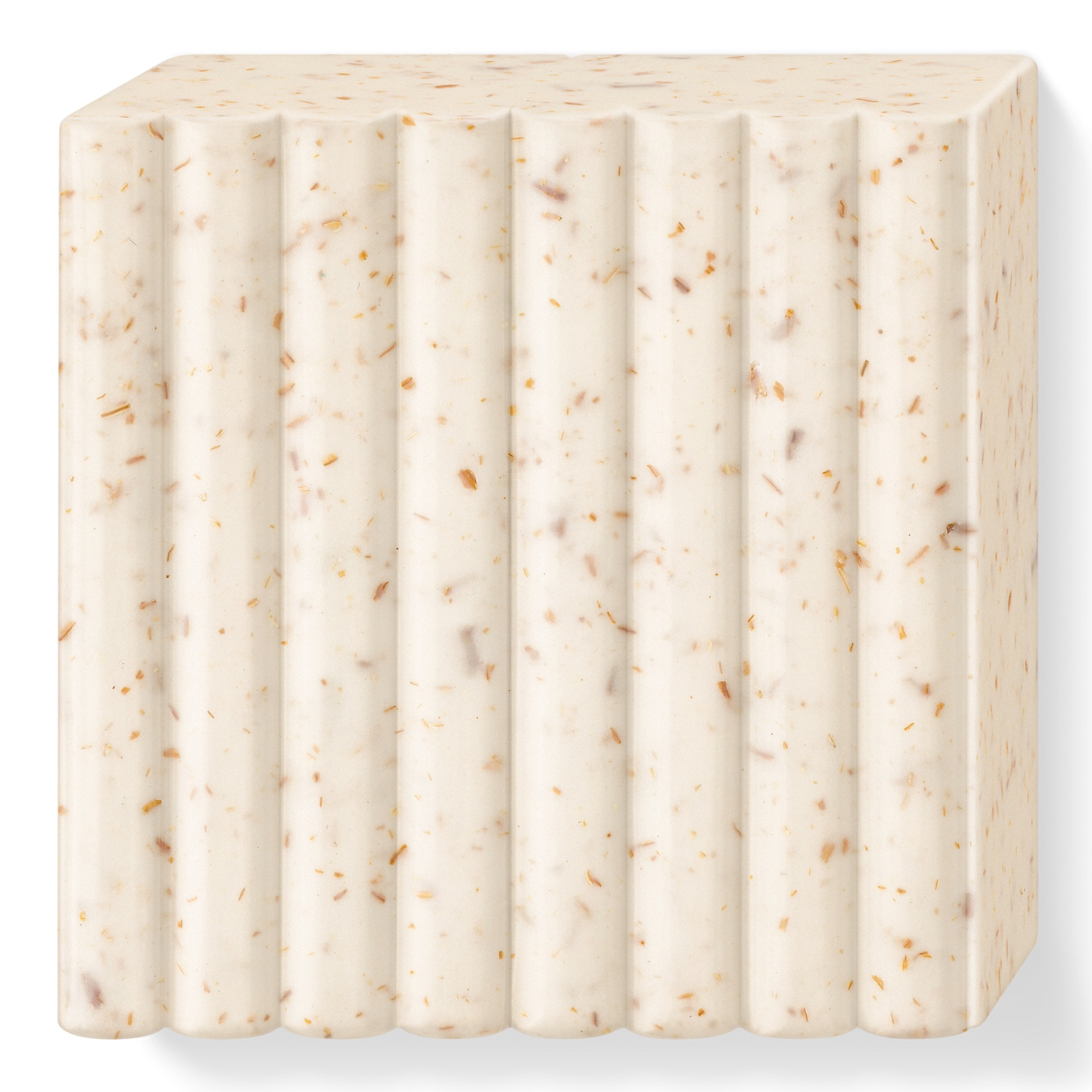 Barra sólida branca com partículas castanho-claras e sulcos verticais